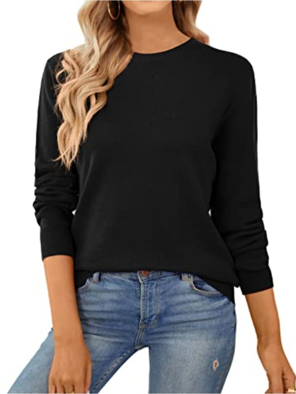 100% Cotton Crewneck Pullover Sweater Long Sleeve Knit Classic
